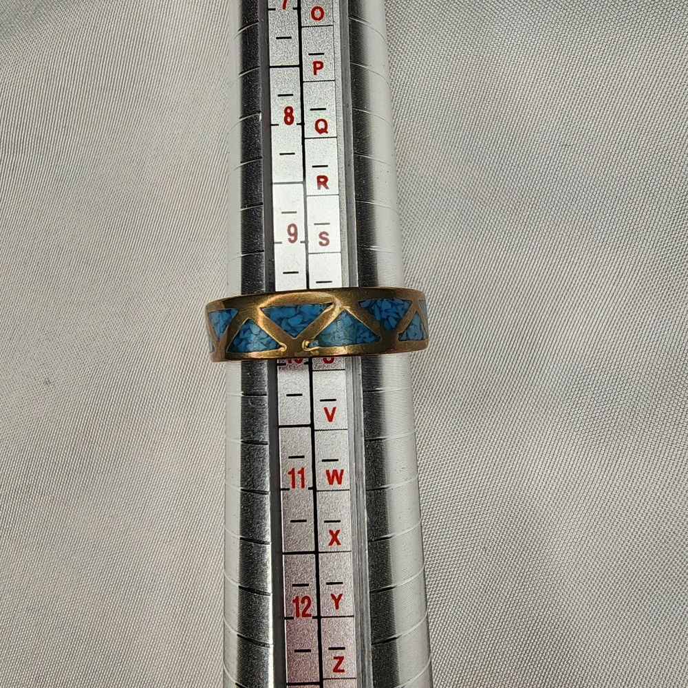 Vintage Turquoise Inlay Ring Size 9 3/4